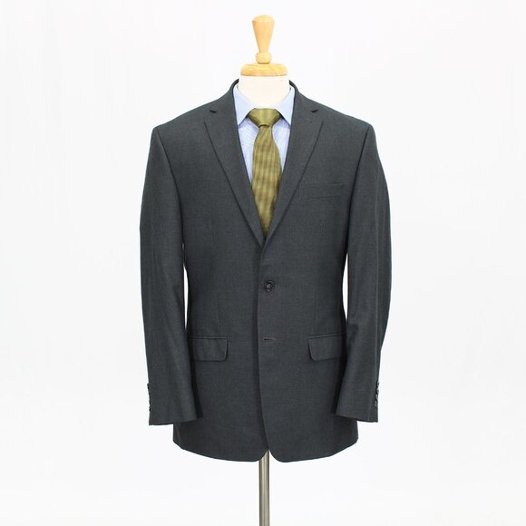 Calvin Klein 40R Gray Solid 2-Button Sport Coat Blazer Jacket B563 - Picture 1 of 11